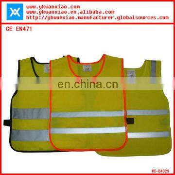 Fluoresent safety yellow children vest with reflective visibility