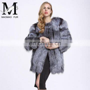 Latest Women Fashionable Fox Fur Jacket Lovely Beautifur Real Silver Fox Fur Coat Sex photo-2