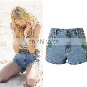 J 0825 wholesale price Mexican embroidery boxer jeans denim shorts womens