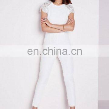 BS60006 CHINA WHOLESALE HOTTEST LADIES JUMPSUIT LACE CAP SLEEVE JUMPSUIT IVORY