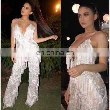 Fashion Women Clothing Dropshipping Sexy Spaghetti Strap Tassels Jumpsuit and Romper Clubwear Playsuit