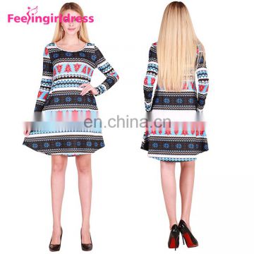 Wholesale Latest Design Long Sleeve Snowflake Christmas Evening Dress Costume