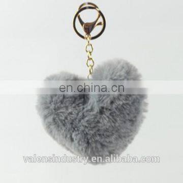 Saint Valentine's Day Gift Girl's Plush Fur Pom Pom Heart Shape Keychain Bag Girls' Accessories Car Pendant photo-4