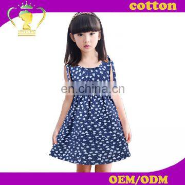 Sleeveless frock designs denim dress for baby girls 2017