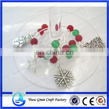 Wine Glass Charms Set Of 6 Snowflakes Hand Crafted