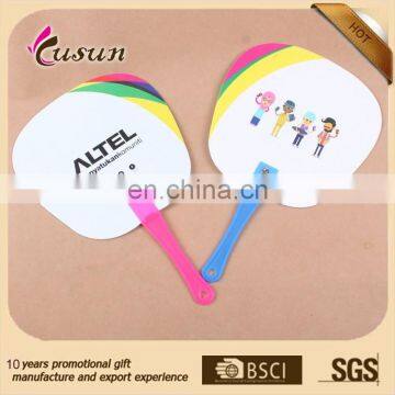 Printing pp hand fan promotion Beautiful colorful cheap custom advertising fan