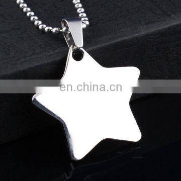 High quality silver star shape zinc alloy blank metal dog tag for man