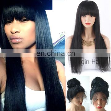 Brazilian human hair lace front wigs with bangs