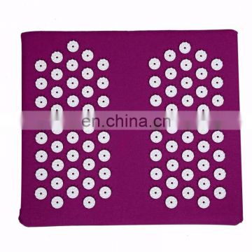 Natural eco friendly cotton and linen plastic spikes foot acupressure mat with label