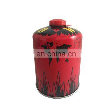 China screw valve butane gas cartridge 450g and butane gas canister for climber