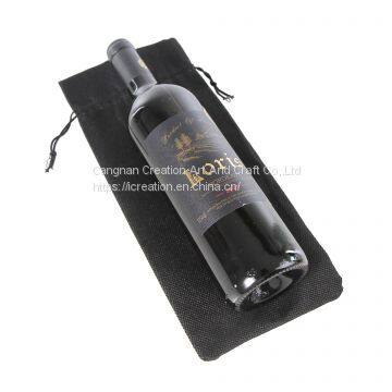 Wholesales Burlap Eco Wine Packaging Bag Jute Gift Pouch Black Hessian Hemp Drawstring Bag photo-3