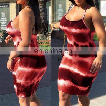 LAITE D2077 plus size women fashion tie dye dresses ladies o-neck tie dye dresses women summer casual dresses