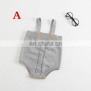 2019 Spring Autumn Knitted Cotton Baby Bodysuits Rompers Knit Gray Pink Newborn Baby Clothes photo-4