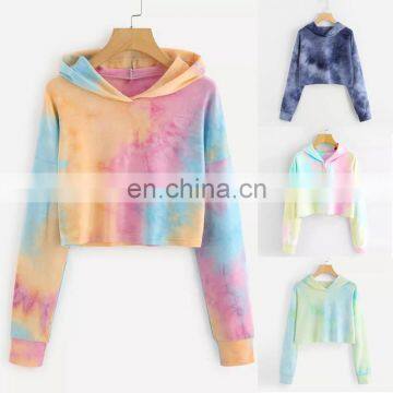 Hoodies Multicolor Casual Women Drawstring Hooded Sweatshirt 2020 Autumn Tie Dye Long Sleeve Hoodies photo-2