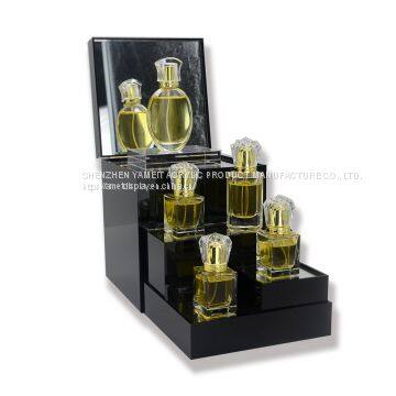 Cosmetics display box Mirror surface Acrylic Perfume Display Stand With Fold