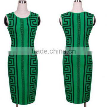 Walson Instyles Retro Round Neck Sleeveless Evening Dress Bodycone Printed Pencil Dress Pin up photo-2