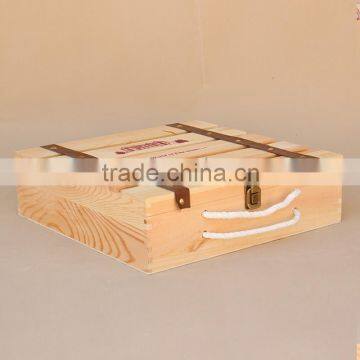 Custom handmade 4 bottles wooden wine gift boxes hinged box for wine
