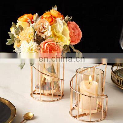 Home Decoration Wedding Black Golden Candle Holders Metal Pillar Candle Stick Holder Decor in bulk