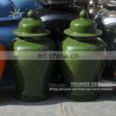 Chinese dark green colour ceramic porcelain ginger jars 14inches,18.5inches,22inches Height