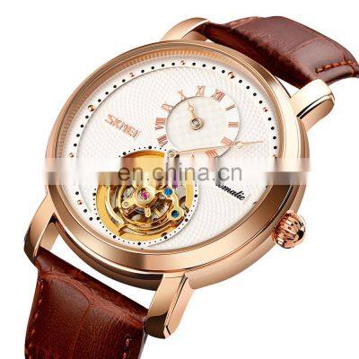 SKMEI 9240 Luxury Watch Moon Phase Automatic Leather Strap Mechanical Men Watch