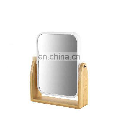 2021 high quality environment-friendly natural bamboo rectangular magnifying makeup mirror bedroom makeup mirror