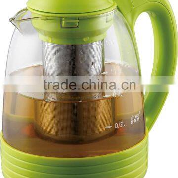 Customized color quality glass teapot, borosilicate glass tea kettle