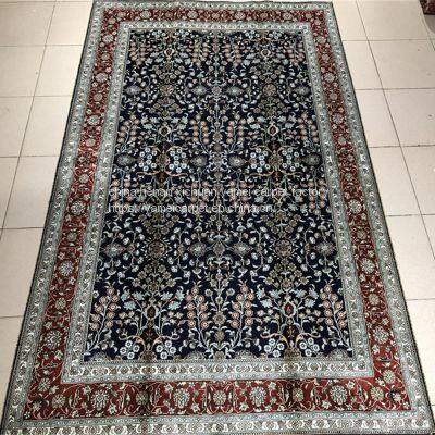 Yamei Lagend Royal Blue Color Handmade Silk Persian Rug and Tapestry for Sale photo-5
