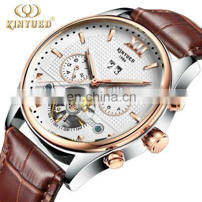KINYUED J010 High End Mechanical Watches Leather Band Pendulum Automatic Movement Men Watch photo-2