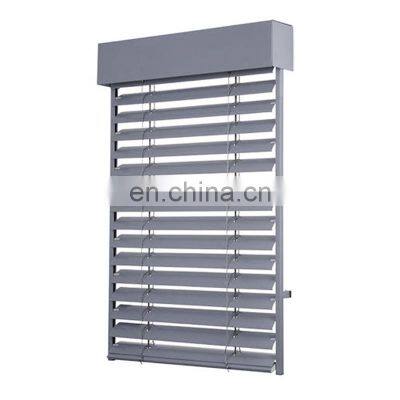 Electric Motorized External Roller Light Filtering Shutters Outdoor Aluminum Sun Shade Wooden Blinds