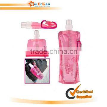 hot printed with your brand name plastic drinking foldable bag water bottle