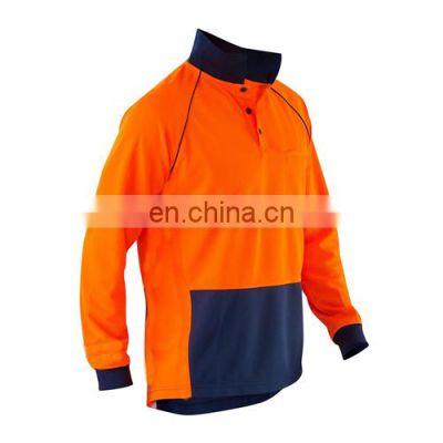 Hi Vis Day Night Long Sleeves Polo Shirt Custom Workwear Shirts Uniforms Shirt With Reflective Stripe Manufacturer