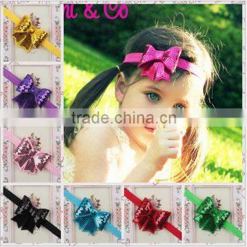 Girls sequins bow hairband for hair dress,bling cheerleader sequin hair bow,school girls bow hair accessory MY-AC0006