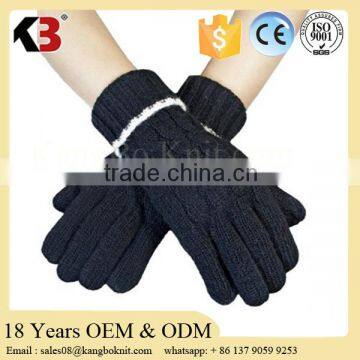 Wholesale Men's Solid Color Knitted Wool Acrylic Polyester Spandex Gloves