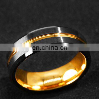 Men's Fashion 8MM Black Brushed Ladder Edge Stainless Steel Ring Blue Groove Men Wedding Ring Gifts For Men photo-4