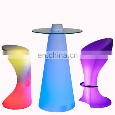 outdoor round party cocktail night club furniture led bar tables rechargeable party lights bar tables outdoor furniture