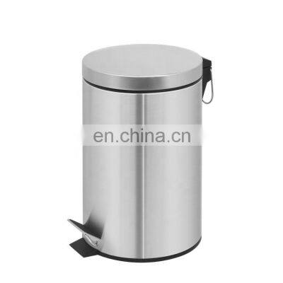 Stainless Steel Round Pedal Bin Rubbish Step Trash Can With Inner Bucket And LId photo-2