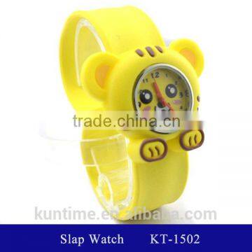 Cute Tiger Slap Watch Glass Face Quartz Movt Slap Silicone Watch