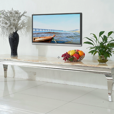 whosale factory living room furniture silver stainless steel marble tv stand modern luxury tv stands