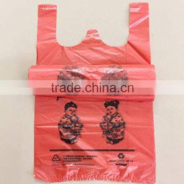 china suppliers with holder hdpe t-shirt plastic bag for supermarket with low price