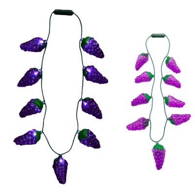 Custom Logo Party Glowing Led Light Up Bead Grape Necklace Flashing