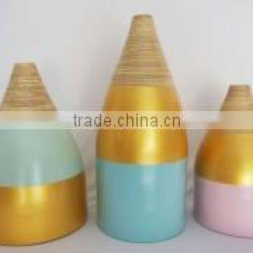 High quality best selling eco friendly two tones color spun bamboo vase in Viet Nam