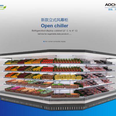 Upright Open Chiller Plug In Dual Air Curtain Open Chiller Aochi