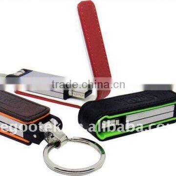 hot selling embross logo leather memory stick/key ring shape/CE,FCC,Rohs approved