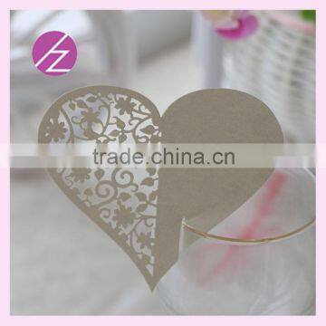 laser cut wedding party decoration heart shape card for glass JK-71