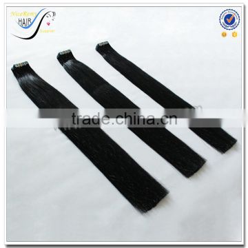 Wholesale top quality silky straight 100% virgin human hair premium black hair tape hair extensions