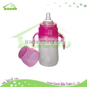 160ml Silicone baby feeding bottle with handle