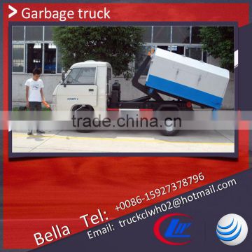 FORLAND mini garbage collector truck , cheap price 1m3 hook lift garbage truck