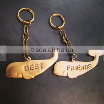 gold shark alloy keychains Best Friends Keychains