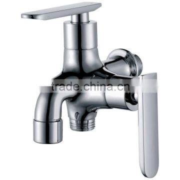 High Quality Brass Double Handle Bibcock, Two Way, Polish and Chrome Finish, M1/2" Wall Mounted