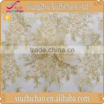 Online selling gold corded embroidery beaded cheap lace fabric for bridal dresses                        
                                                Quality Choice